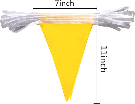 Consummate 100 Feet Yellow Pennant Banners Flags String Hanging Triangle Bunting Flags for Grand Opening,Kids Birthday,Party Decorations,60 PCS