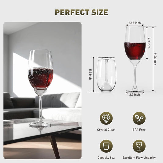 Plastic Wine Glasses Set of 2: 12oz Detachable Drinking Stemless Wine Glass - Reusable Outdoor Portable Shatterproof Wine Tumbler