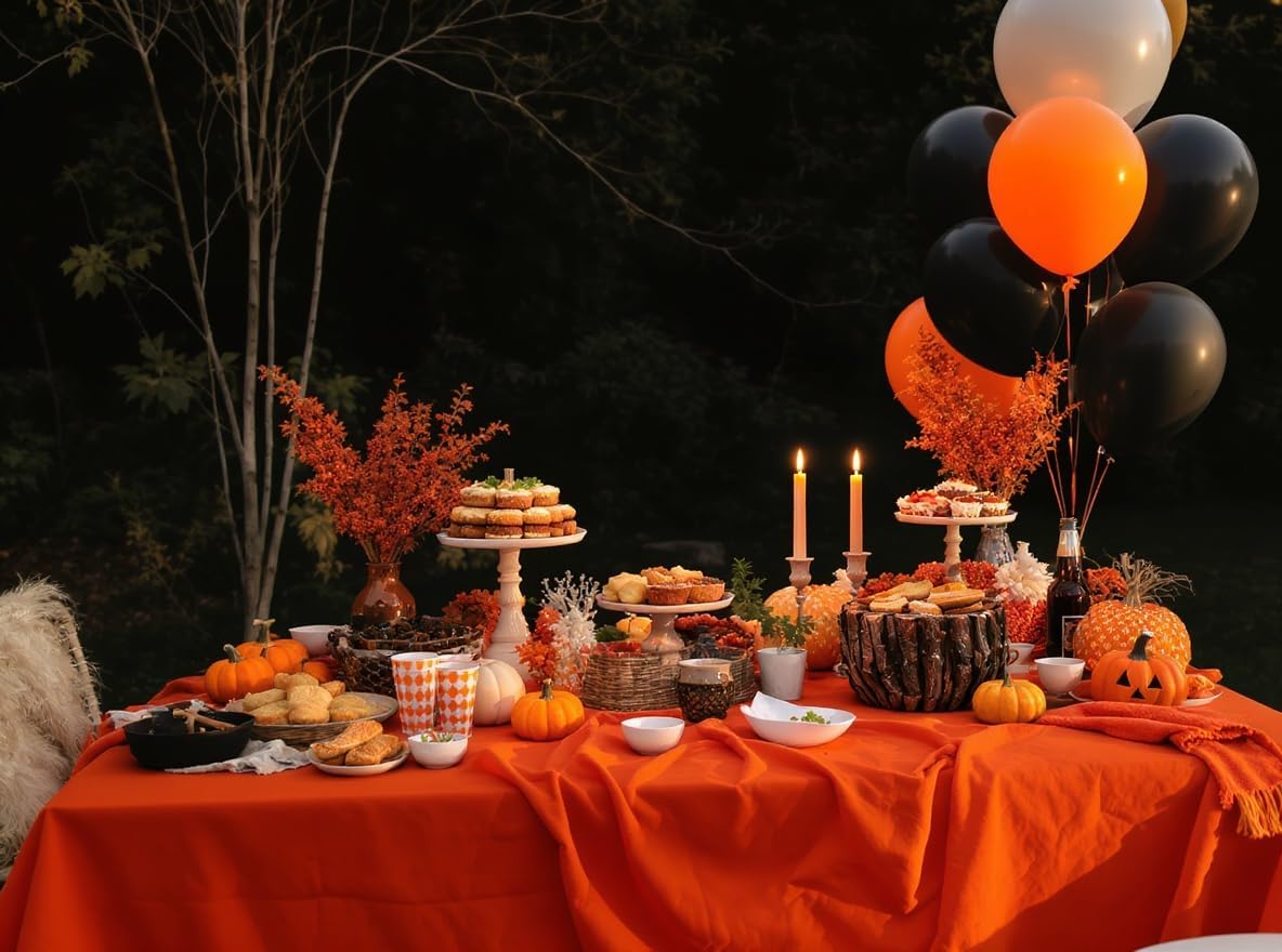 50 Pack 12 Inch Pumpkin Orange and Black Latex Balloons (25 + 25), Halloween Decorations, Trunk‑or‑Treat Balloon Arch Kit, Haunted House Party Supplies, Porch Décor, Photo Backdrop