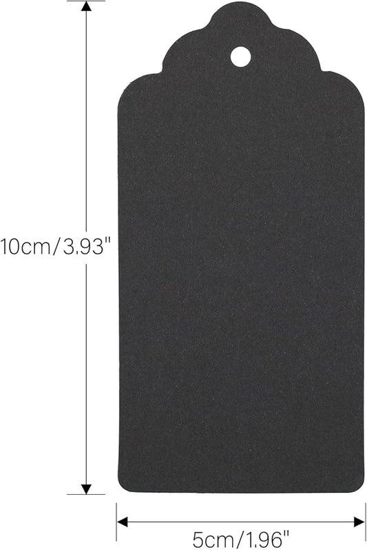 Kraft Paper Tags, 2'' x 4'' Paper Gift Tags with Twine for Arts and Crafts, Wedding Christmas Thanksgiving and Holiday-100PCS (Black)
