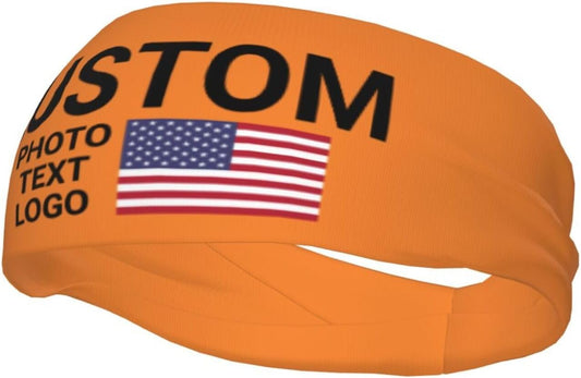 Custom Sports Headband Sweatband Bandana Add Your Photo Logo Text Number, Bulk Customized Unisex Sports Moisture Wicking Breathable Elastic