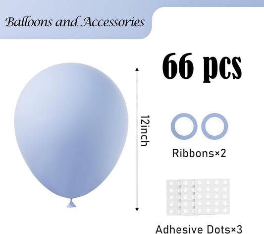 Dusty Blue Balloons, 66pack 12inch Slate Blue Latex Party Balloons for Wedding, Birthday, Graduation, Bridal Shower, Baby Shower, Gender Reveal, Anniversary Party Decorations
