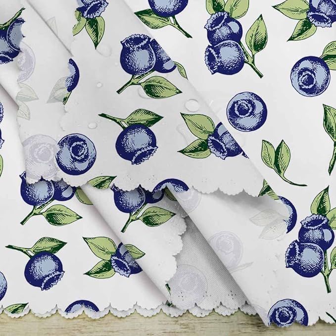 Yibeas Blueberries and Leaves Cloth Table Napkins Set of 4 Hand Drawn Vector on White Background Polyester Washable Decoration Dinner Napkins for Kitchen 18 x 18 inch