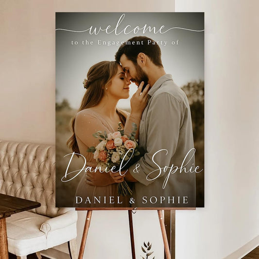 Personalized Engagement Welcome Sign, Engagement Party Sign, Engaged Decor for Couple - She Said Yes!, Decorations, Engaged Welcome, Custom Poster, Canvas, Wooden 2 Layer /5