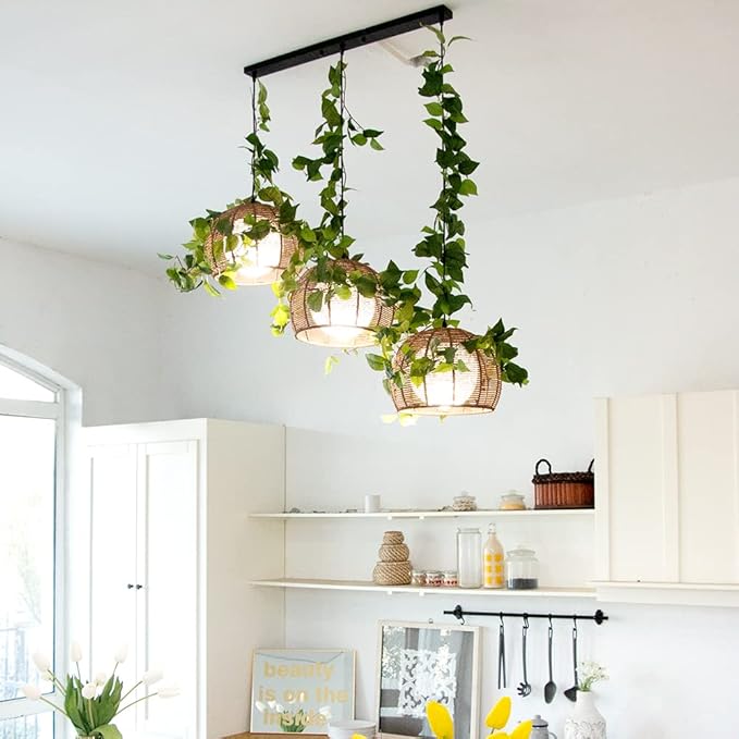 3Pcs Artificial Greenery Ivy Vines Kit, 6FT Odorless Silk Ivy Garland, Green Leaves Fake Hanging Plants, for Boho Decor, Home, Classroom, Wall, Party and Wedding Decoration