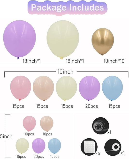 Pastel Balloon Garland Arch Kit, 162pcs Assorted Colors Pastel Latex Balloons for Rainbow Wedding Baby Shower Girls Princess Birthday Easter Unicorn Ice Cream Theme Party Decorations
