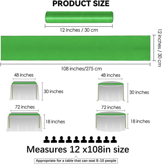 12 Pack Satin Table Runner 12 x 108 Inch Long Satin Table Runners for Wedding Banquet Graduations Birthday Party Decoration (Emerald Green)