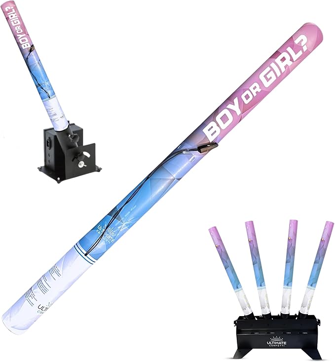 Ultimate Confetti - 32” Electric PVC Plastic Empty Barrel Popper cannon, Empty Single-Use Barrel for Confetti, Streamers or powder, Shoots 25–35 ft, Requires EC-1 or EC-4 Confetti Machine to Activate
