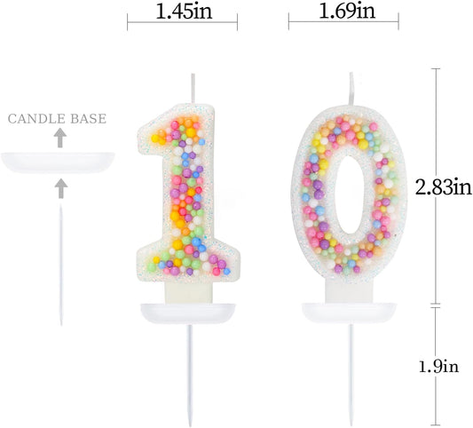 10th Birthday Candle for Cake, Colorful Macaron Numeral Candles for Boys/Girls, Theme Birthday Party Cake Decorations, Cake Topper for Birthday Party Supplies (Number 10)