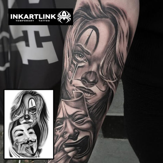 INKARTLINK 2 Sheets Extra large Semi Permanent Tattoos, Temporary Tattoos, Adult Art Designs, Waterproof, Realistic, No Adhesive, Non-Reflective, Lasts 1-2 Weeks ((Mexican Day of the Dead 3)