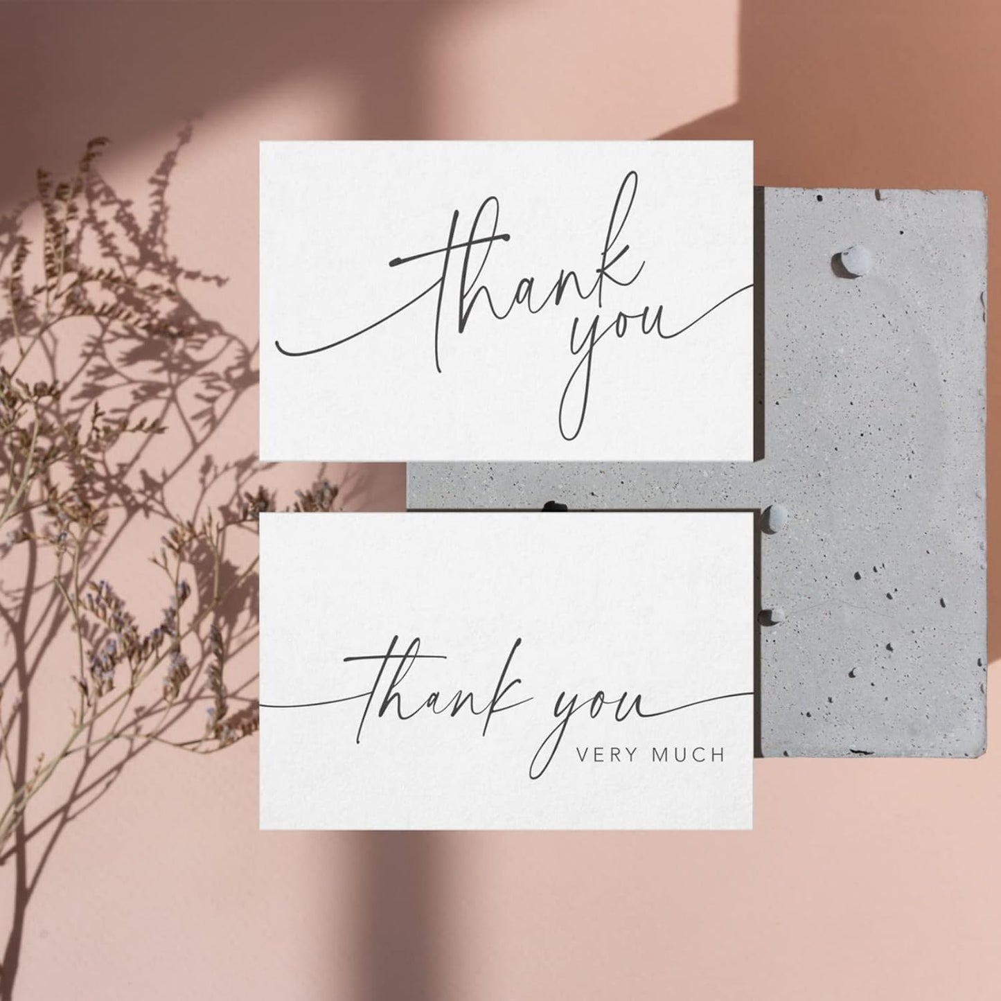 Thank You Cards with Envelopes & Matching Stickers, Bulk Pack of 100, 4x6 Inch Minimalistic Design - Suitable for Business, Baby Shower, Wedding, Small Business, Graduation, Bridal Shower, Funeral