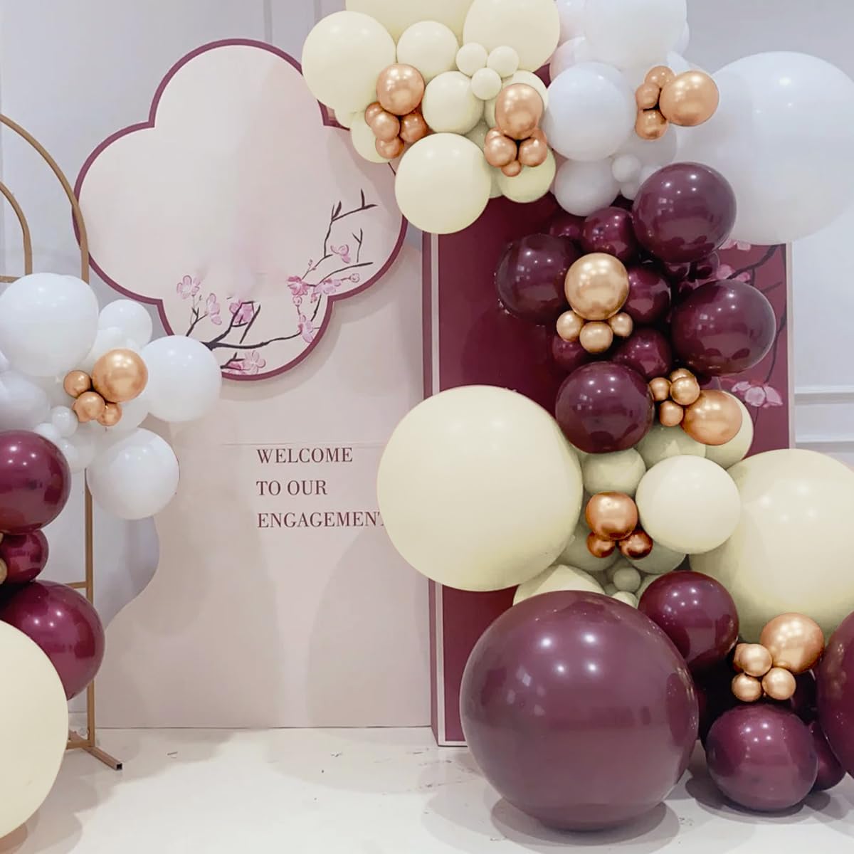 Dark Purple White Gold Balloon Garland Arch Kit, 160Pcs Grape Purple White Sand Metallic Rose Gold Balloons for Halloween Wednesday Baby Shower Birthday Wedding Party Decoration