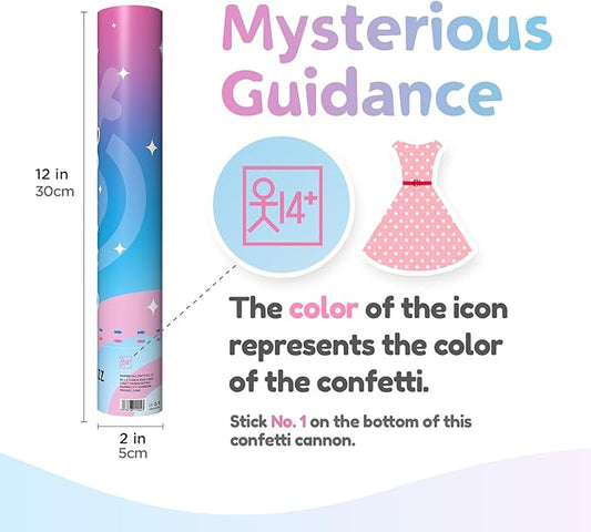 12Inches 4Pcs Gender Reveal Confetti Cannon - Biodegradable Powder & Heart Shaped Confetti Poppers - Pink, 4 Pack - Baby Girl Gender Reveal Smoke Bombs - Powder Cannon Party Poppers