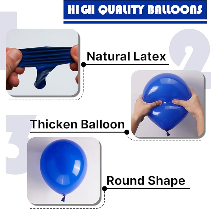 PartyWoo Blue Balloons 140pcs Different Sizes of 18 12 10 5 Inch Navy Blue Balloon Arch Kit Garland for Birthday Gender Reveal Baby Shower Graduation Retirement Bachelorette Party Decorations Blue-Y59
