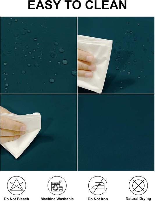 Fokitut 2 Pack Waterproof Round Tablecloth, 108 Inch, Stain Resistant and Wrinkle Polyester Table Cloth, Fabric Table Cover for Kitchen Dining, Wedding, Party, Holiday Dinner-Peacock Blue