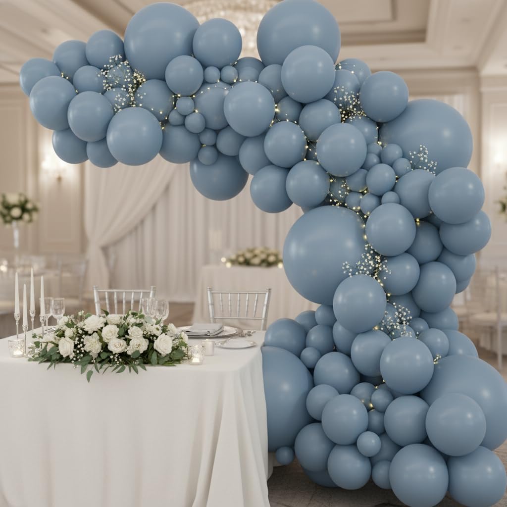 Balloon Garland Arch Kit – 146 Pcs Dusty Blue Balloons for Baby Shower, Birthday, Gender Reveal, Wedding Party – DIY Kit by Vellax™