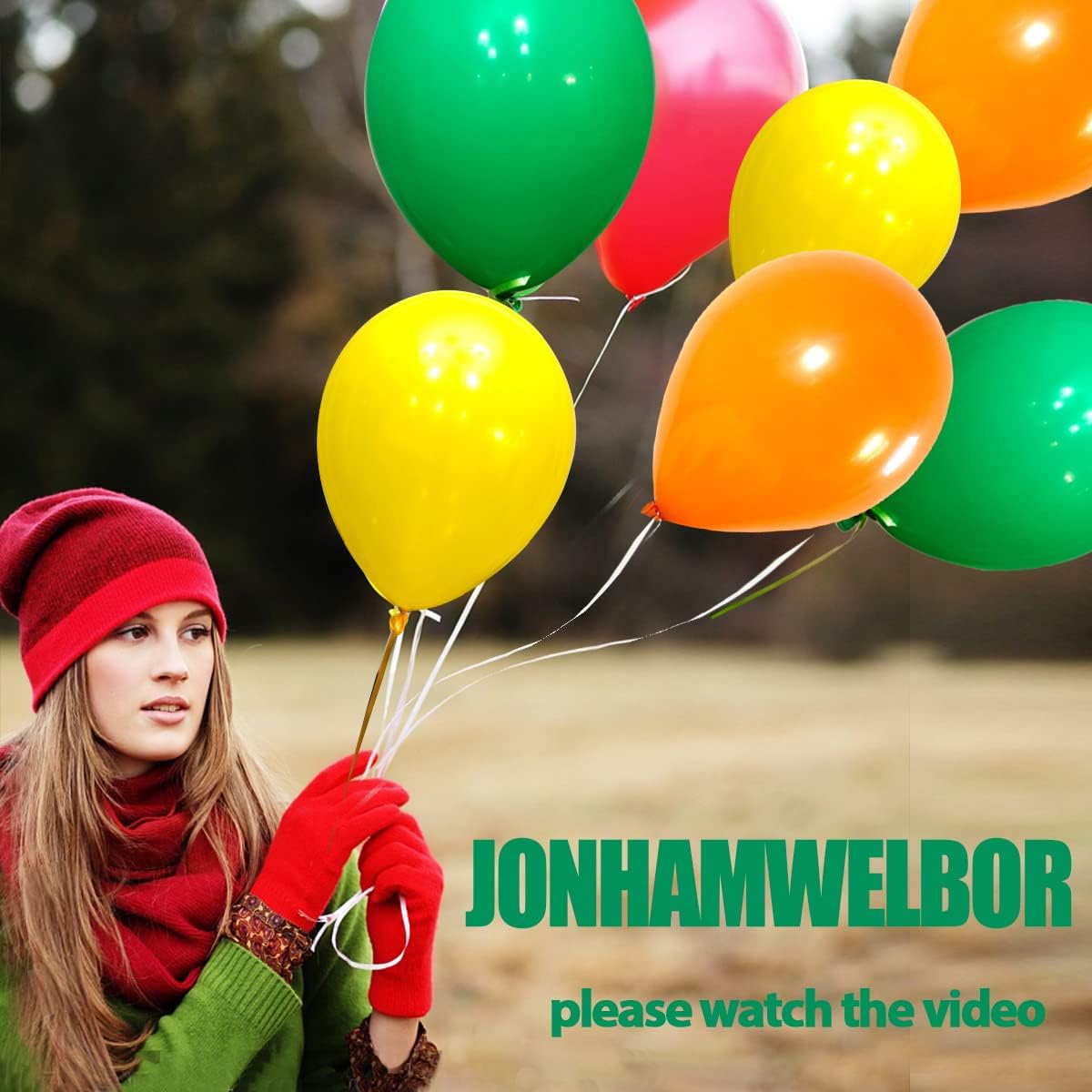 Jonhamwelbor Green Balloons 100 Pack 12 inches Latex Helium Balloons Birthday Party Decorations (With Green Ribbon)