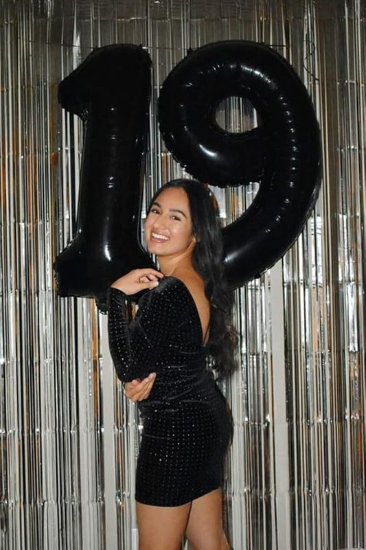 40 Inch Black Numbers 9 Balloon, Balloons Decorations for 9 19 90 Birthday Party, Engagement, Wedding, Graduations, Photo Shoot Supplies