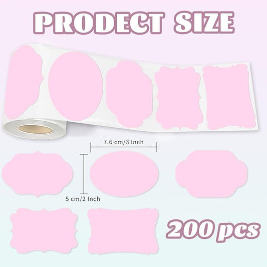 Starboling 2" x 3" Name Tags for Gifts,Pink Gift Tags Sticker Self-Adhesive Present Labels,Bottle Labels for Essential Oil Bottle, Jars, Food Storage or Gift Decoration,200pcs/roll