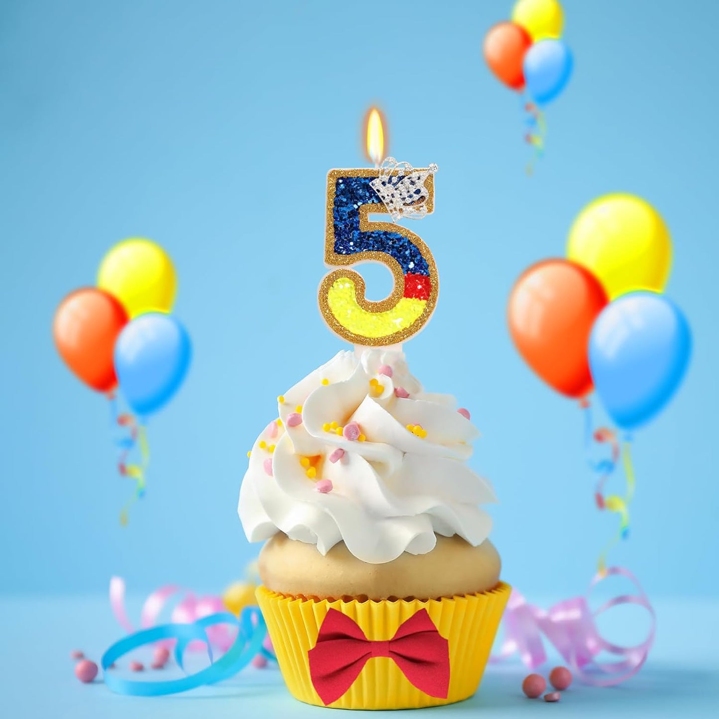 Birthday Candle for Cake, Princess Number Cake Candles, 2.76 inch Cake Topper Decoration for Birthday Party (Number 5)