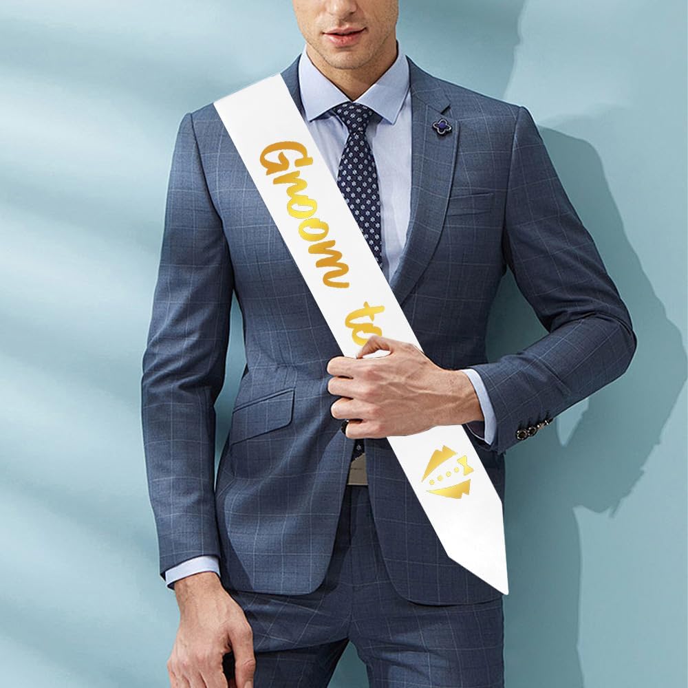Groom To Be Sash White Groom Sash With Gold Foil For Bachelor Party Accessories Bachelor Party Decorations Bachelorette Gifts For Croom To Be Gifts Bachelorette Accessories Wedding Engagement