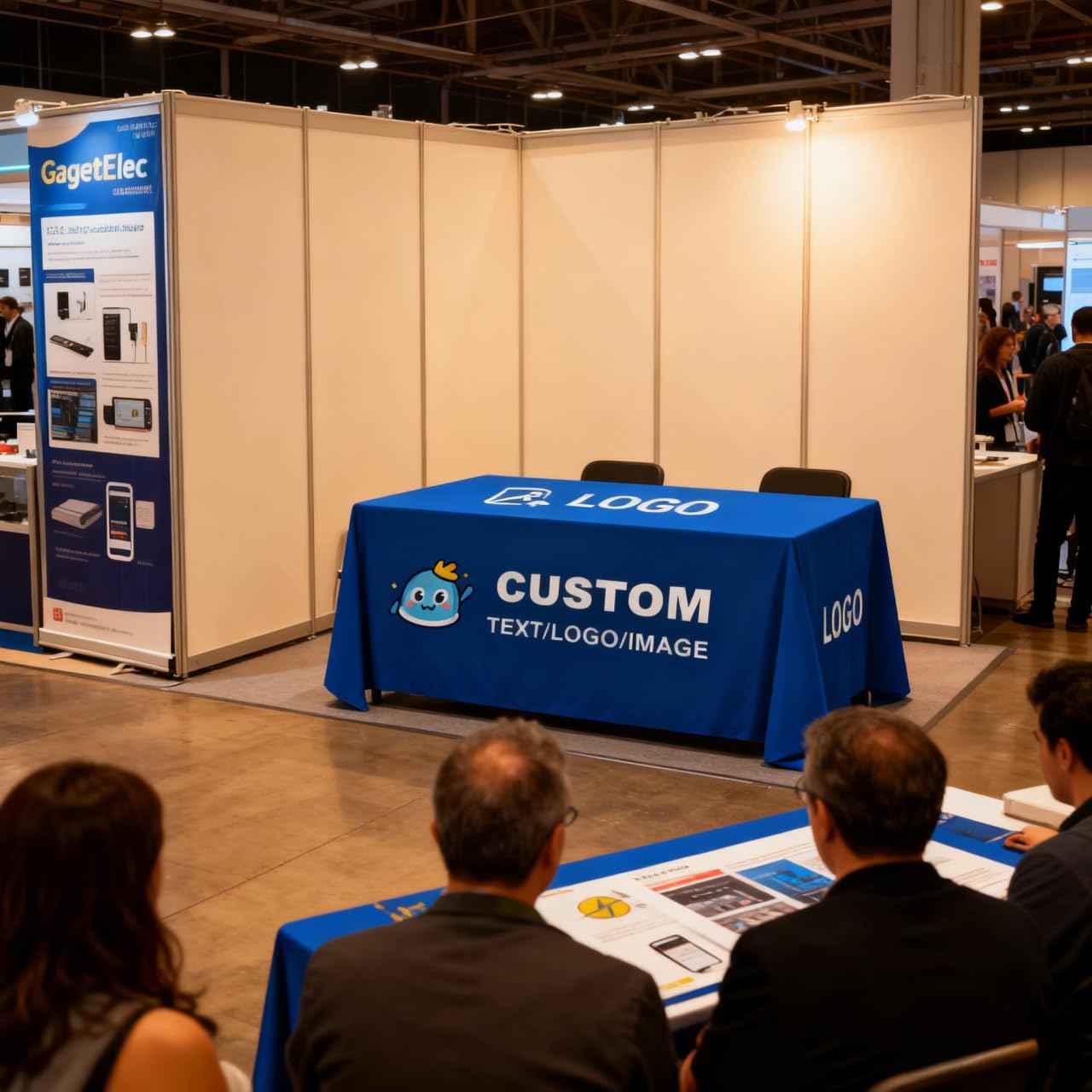 Custom Table Cloth with Business Logo, Personalized Table Cloth with Logo for 4FT 5FT 6FT 8FT 10FT, Ideal for Tradeshow Events, School, Associations, Birthday Party & Wedding (8FT Closed Back)