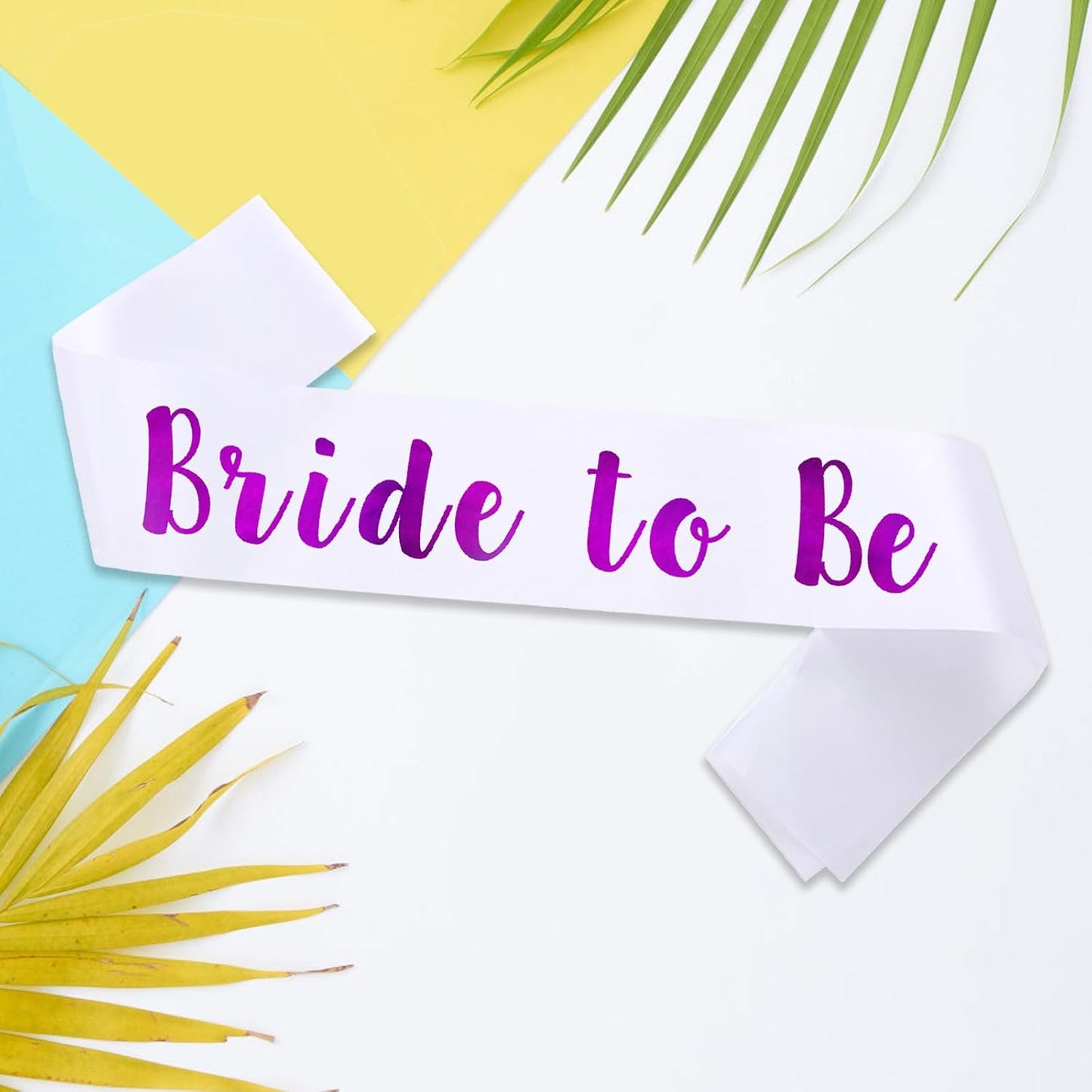 Bride to Be Sash, White Bachelorette Sashes Engagement Gifts for Bachelorette Party, Bridal Shower & Wedding Party, Purple Letter
