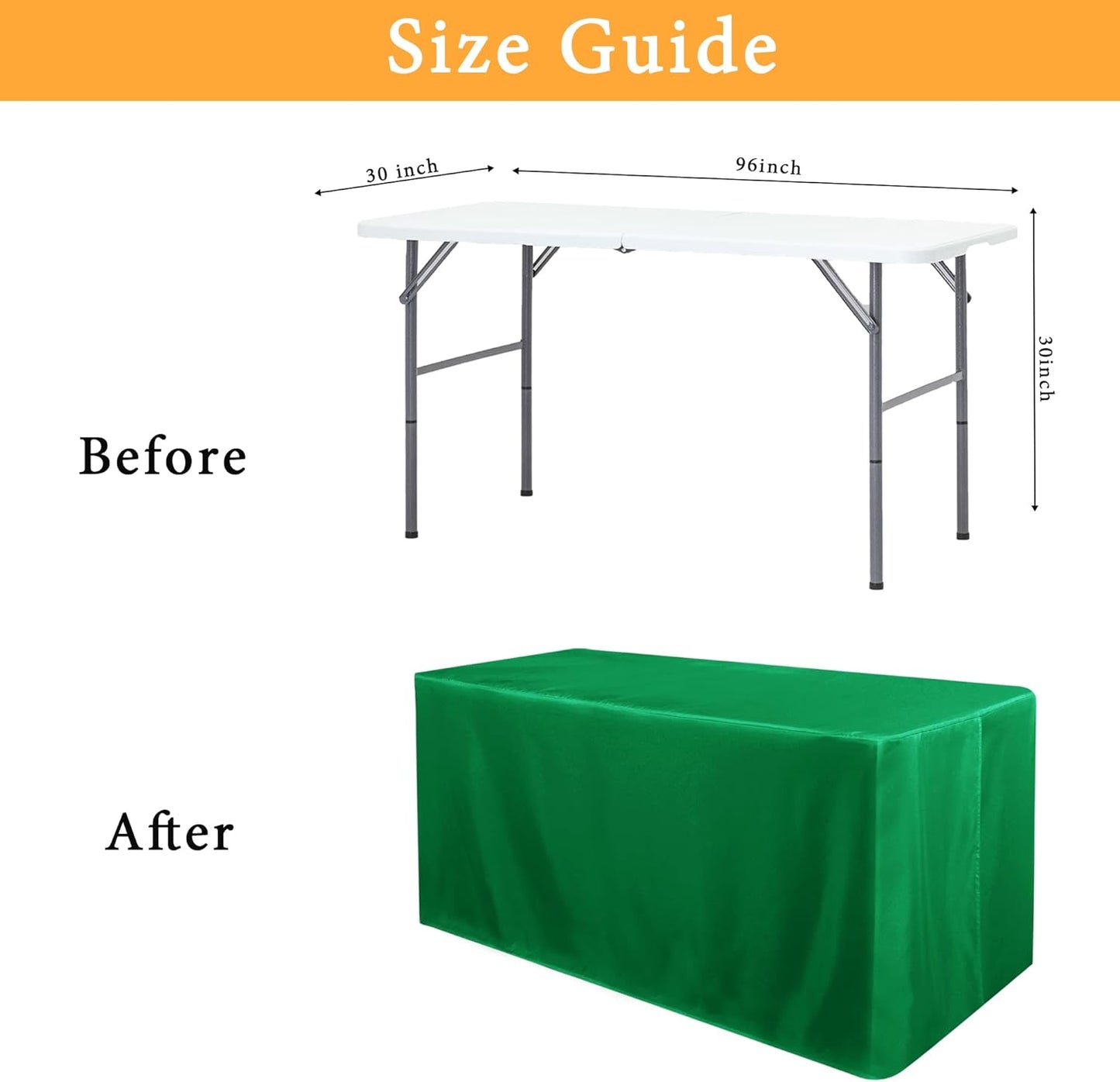Obstal 2 Pack Green Table Cloths for 8 Foot Rectangle Tables - Water Resistant Washable Fabric Polyester Rectangle Table Cover Protector for Wedding, Banquet and Trade Shows, 96L x 30W Inches