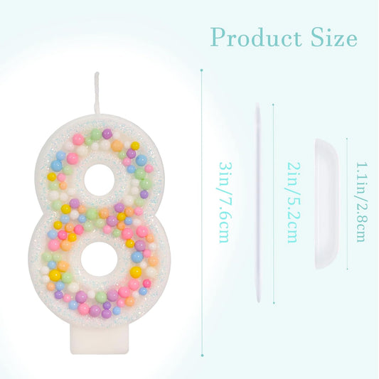 Number 8 Birthday Candle - Colorful Macaron Candles, 8 Candle Birthday Girl Women, Sweet Theme Birthday Party Supplies, Anniversary Party Cake Decorations