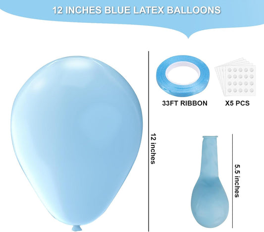 Llight Blue Latex Balloons, 100pcs 12inches Round Helium Light Blue Balloons for Birthday Baby Shower Wedding Birthday Party Decorations