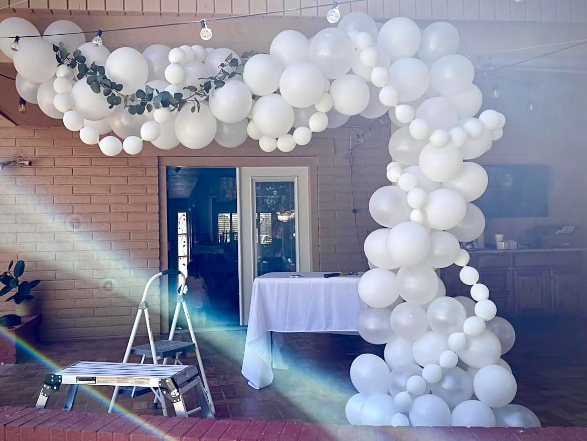 Pearl White Balloons 12 Inch 50PCS Matte Balloons Round Pearlized White Latex Balloons for Wedding Birthday Christmas Baby Shower Anniversary Backdrop White Theme Party Arch Decorations