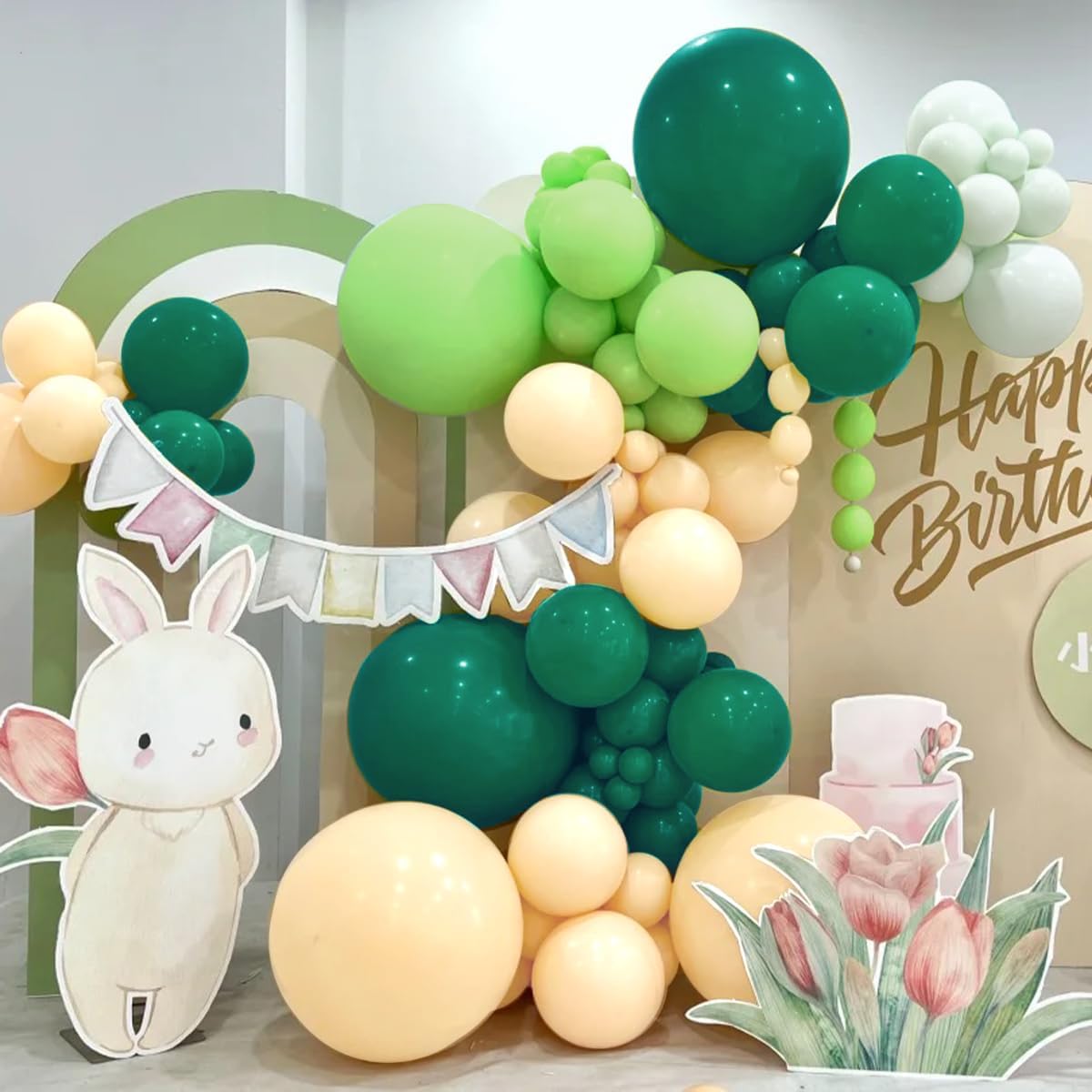 Green White Balloon Arch Kit, 160Pcs Dark Green Lime Green White Sand and White Balloons Garland for Birthday Baby Shower Anniversary Jungle Party Decorations