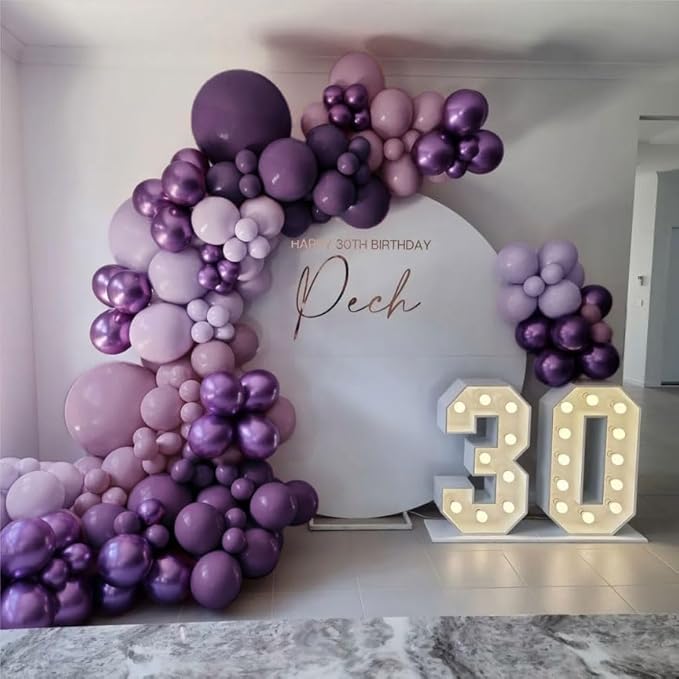 Purple Balloon Arch Kit Double Stuffed Latex Lavender Lilac Balloon Garland For Birthday Baby Shower Graduation Prom Sweet 16 Encanto Wednesday Addams Decoration