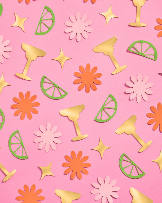 xo, Fetti Margarita Foil Confetti - 200 pc | Fiesta Party Decorations, Tequila Bachelorette Table Decor, Birthday Supplies, Cinco De Mayo Tablescape