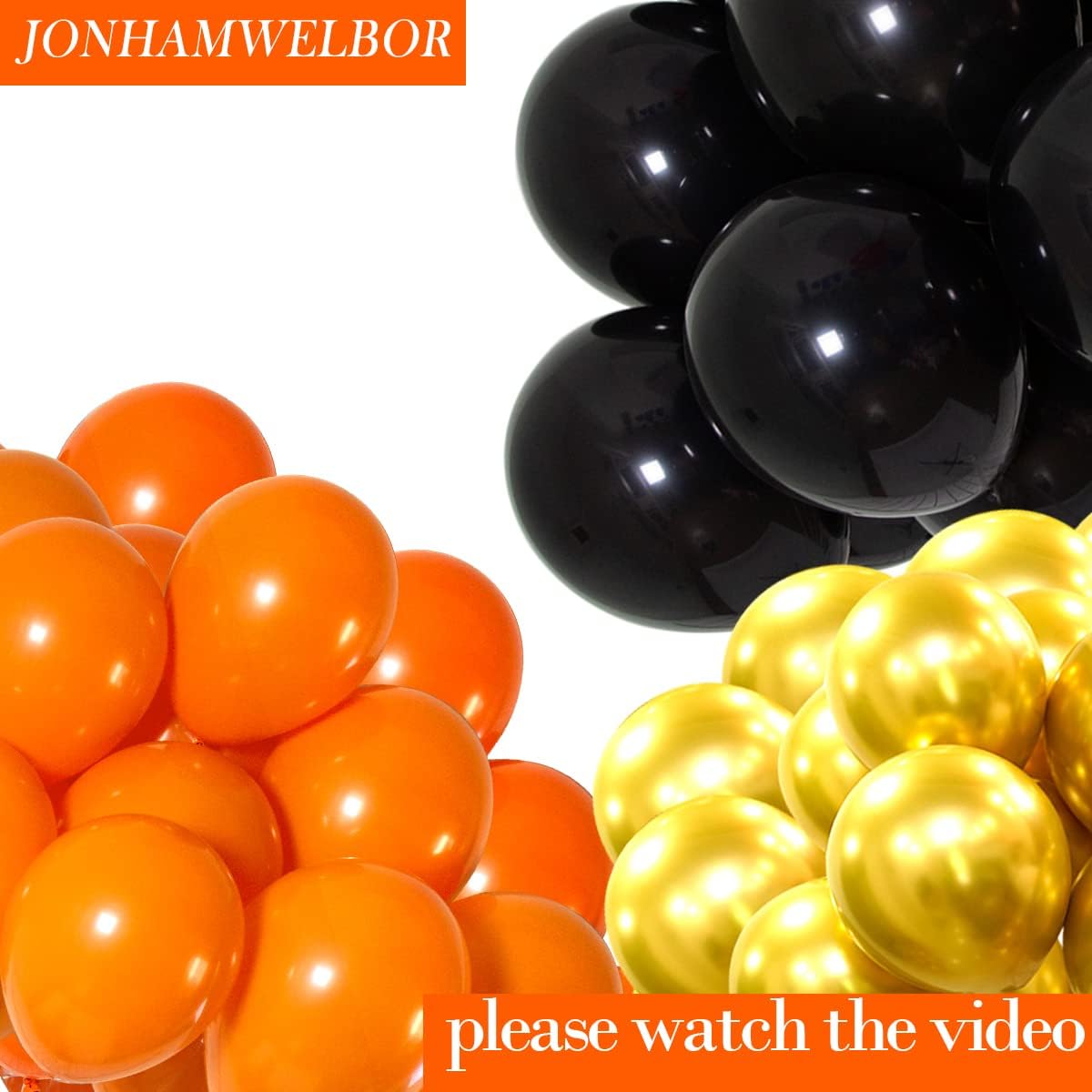 Jonhamwelbor Orange Balloons 12 inch 100 Pack Orange Latex Balloons Helium for Halloween Autumn Party Decoration Balloon