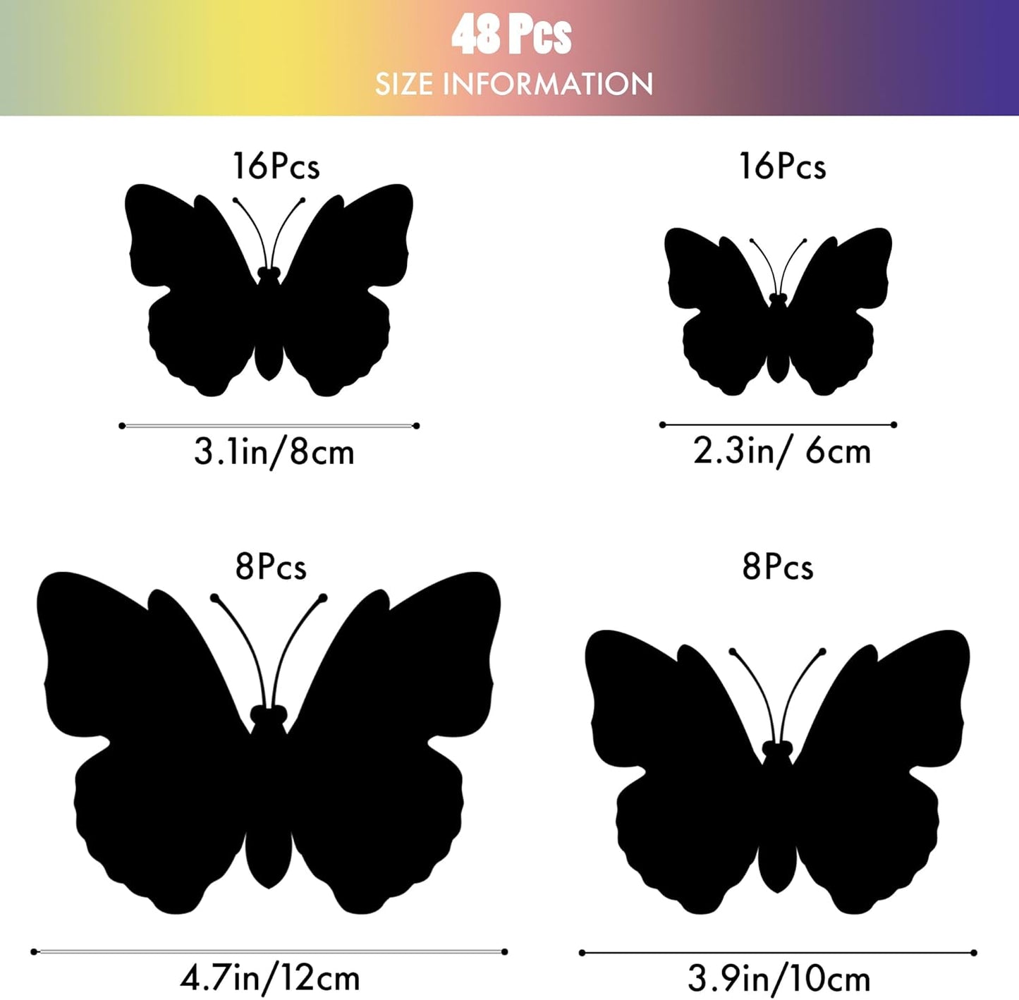 SAOROPEB 3D Butterfly Wall Decor, 48 Pcs Double Layer Butterfly Decorations for Party Decorations Locker Decor Refrigerator Decal, Reusable (Purple)