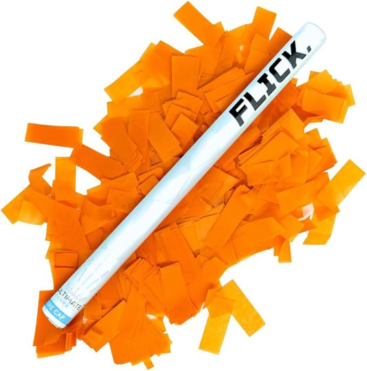 Ultimate Confetti - 8 Pack Orange Confetti Wands - Handheld 14" Biodegradable Tissue Paper Confetti Flick Flutter Sticks For Wedding, Birthday, Parties & Live Events - 2 Handfuls, 1.5 oz Each Stick