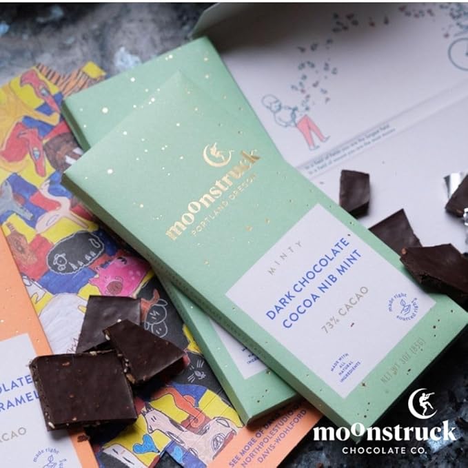 Moonstruck Chocolate Mint Chocolate Bar, 73% Cacao, 3.0oz (Pack of 1)