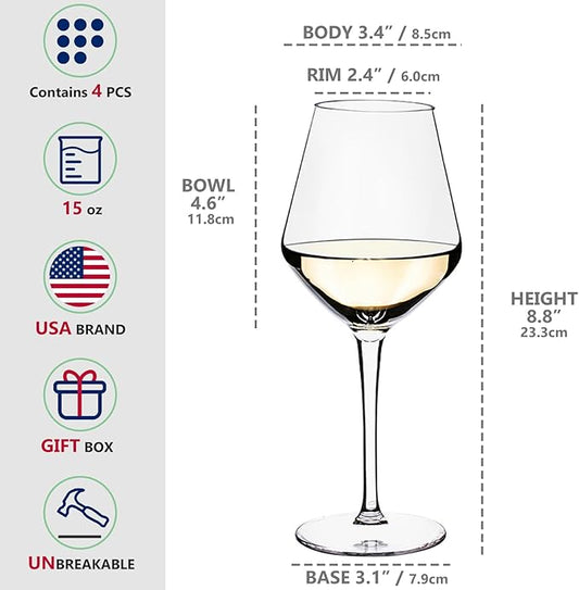 Plastic Wine Glasses Set of 6(15oz) |Unbreakable Wine Glasses with Stem|100% Tritan & BPA Free |Dishwasher Safe| Awesome For Pool, Beach, Travel, Pool, Camping, Beach, Picnic, Everyday Use.