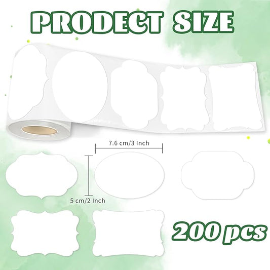 Starboling 2" x 3" Name Tags for Gifts,White Gift Tags Sticker Self-Adhesive Present Labels,Bottle Labels for Essential Oil Bottle, Jars, Food Storage or Gift Decoration,200pcs/roll
