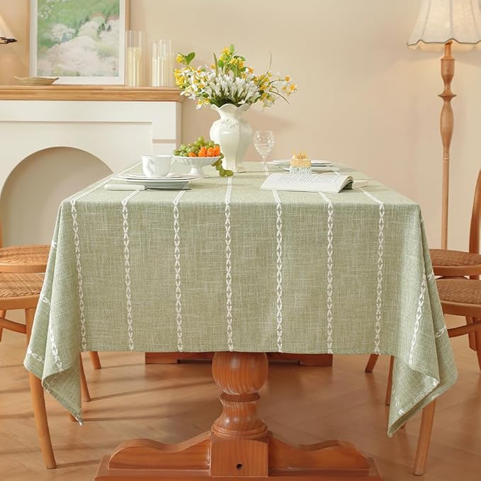 Zobesta Sage Green Tablecloth Rectangle 53 x 120 Inch, Cotton Green Table Cloth Rectangle Table, Washable Farmhouse Soft Boho Tablecloths Rectangular for Party, Holiday, Picnic, Dining, Outdoor,Fall