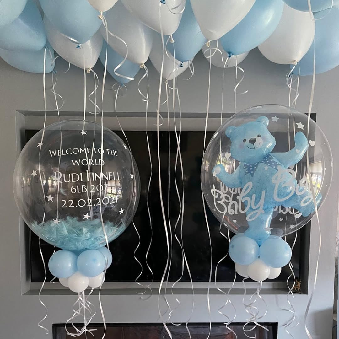 200Pcs Blue and White Balloon Garland Arch Kit - Light Blue White Balloons 18 12 10 5 Inch Different Size Balloons for Birthday Baby Shower Bachelorette Gender Reveal Party Decoration Supplies