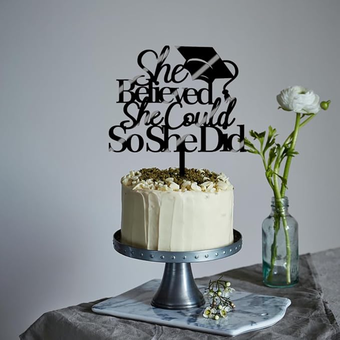 She Believed She Could So She Did Cake Topper,2026 Graduation Cake Topper,Graduation Decorations for Girls,2026 High School/College/University (Acrylic)
