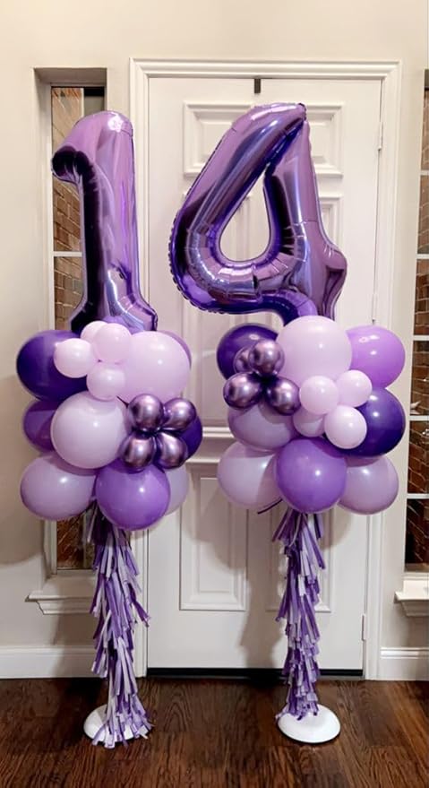 Number Balloons 1, 40 Inch Ballons for Girl Boy 1st 1 11 21 Birthday Decorations Baby Shower Photo Shoot, Purple One Balloons