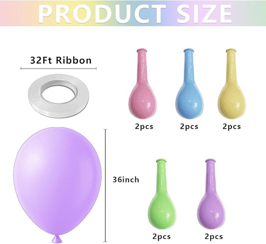 Big Pastel Balloons Assorted Colors 36 Inch - 10pcs Giant Latex Party Ballons Macaron Large Round Baloons Arch Kit for Easter Birthday Baby Shower Wedding Rainbow Party Decorations