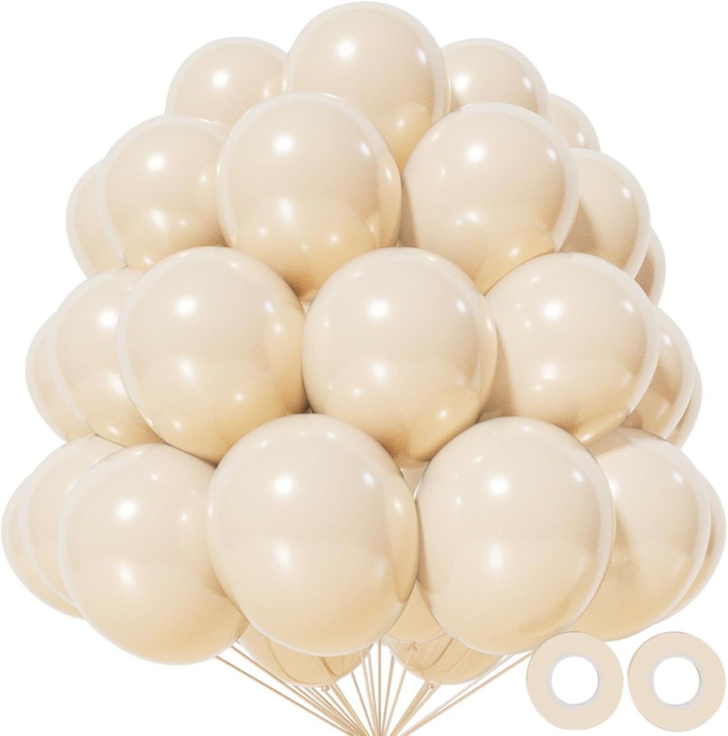 Sand White Balloons 12 inch, 110pcs Latex Party Balloons Helium Quality for Birthday Graduation Baby Shower Valentines Christmas Wedding Party Decorations (Sand White)