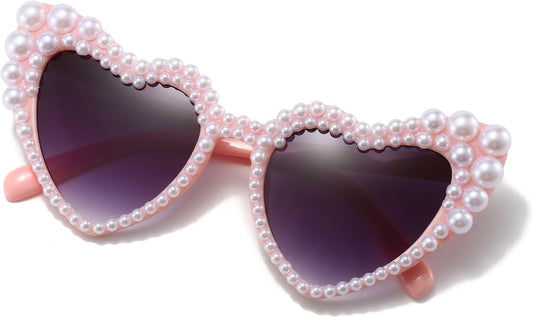 Xpectrum Pearl Bridal Heart Sunglasses, Wedding Bride Sunglasses, Bachelorette Party Glasses for Bride To Be