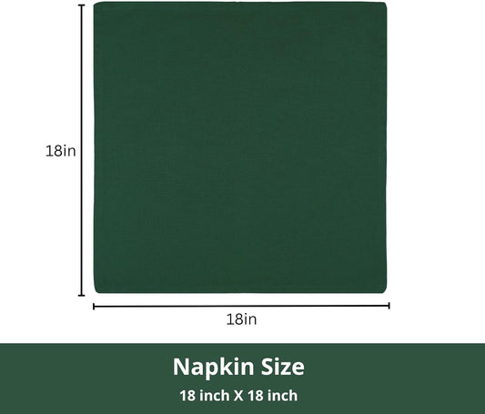 PurpleEssences Set of 12 Cloth Dinner Napkins 100% Cotton 18x18 Inch - Soft Durable Washable - Ideal for Farmhouse Party Fall Thanksgiving - Perfect Everyday Use Table Linen - Forest Green