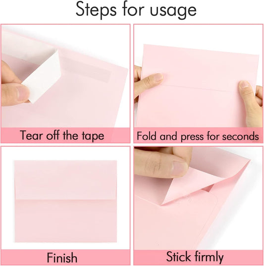 100 Pack A2 Pink Envelopes Self Sealing Adhesive Perfect for Weddings, RSVP, Invitations, Baby Shower,Greeting Cards,Announcements, Thank You Notes| A2(4.375 x5.75 Inches)