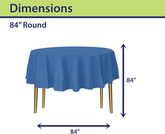 Blue Disposable Plastic Tablecloth for Round Tables (36 Pack) Table Cloths for Parties, Events & Weddings, Indoors & Outdoors, 84 inches, Plastic Table Cover